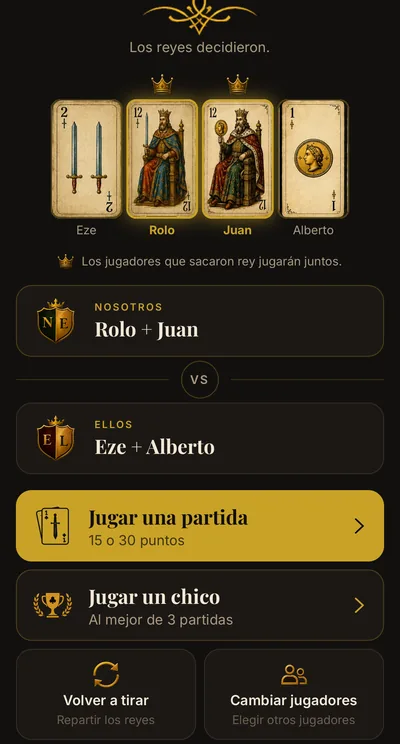 El sorteo de equipos tirando los reyes